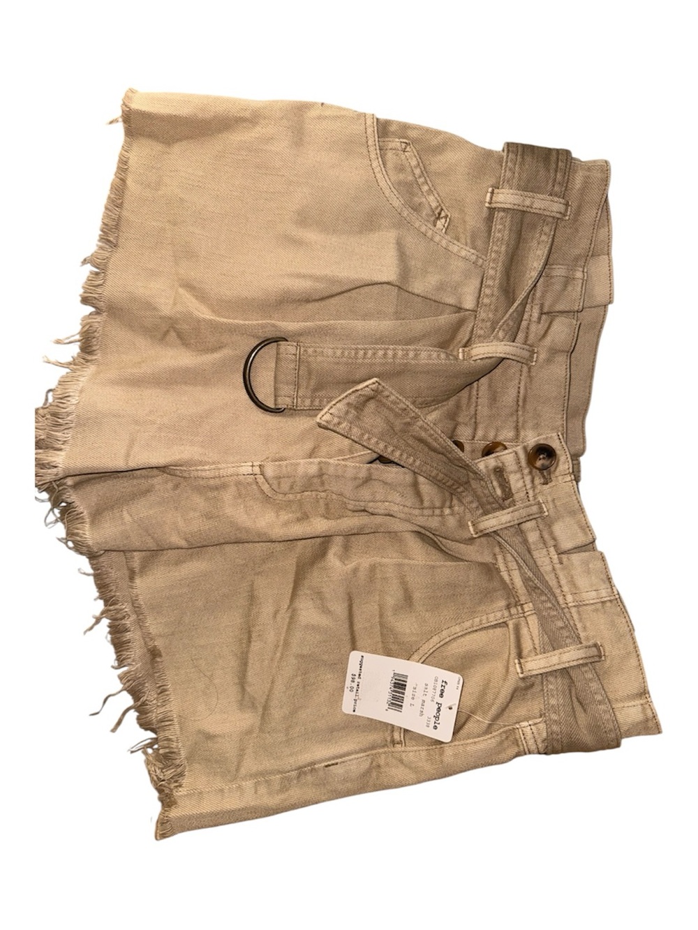 ‼️FLASH SALE Free People Beige Frayed Hem Utility Denim Shorts
